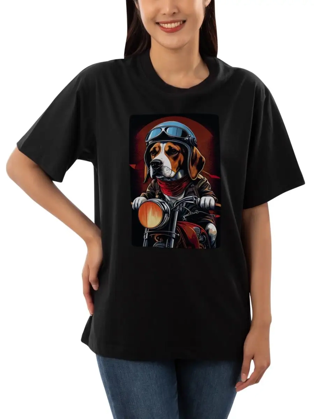 Футболка оверсайз с принтом собакой Бигль Корги Хаски