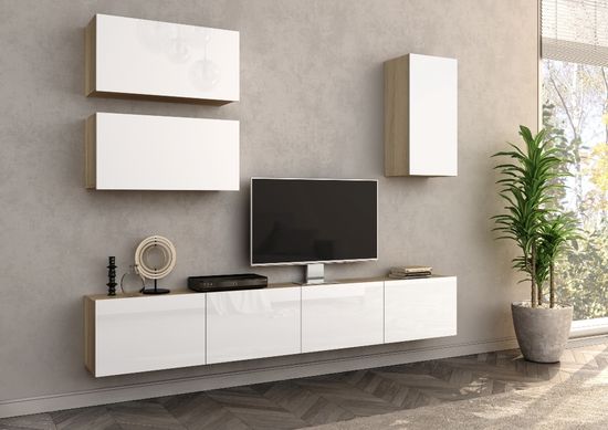 Гостиная модульная ЛИЯ-3 дуб сонома / белый глянец