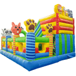 Коммерческий надувной батут «Звериный мир 2» с горкой и аркой, 6*5*4.2 м