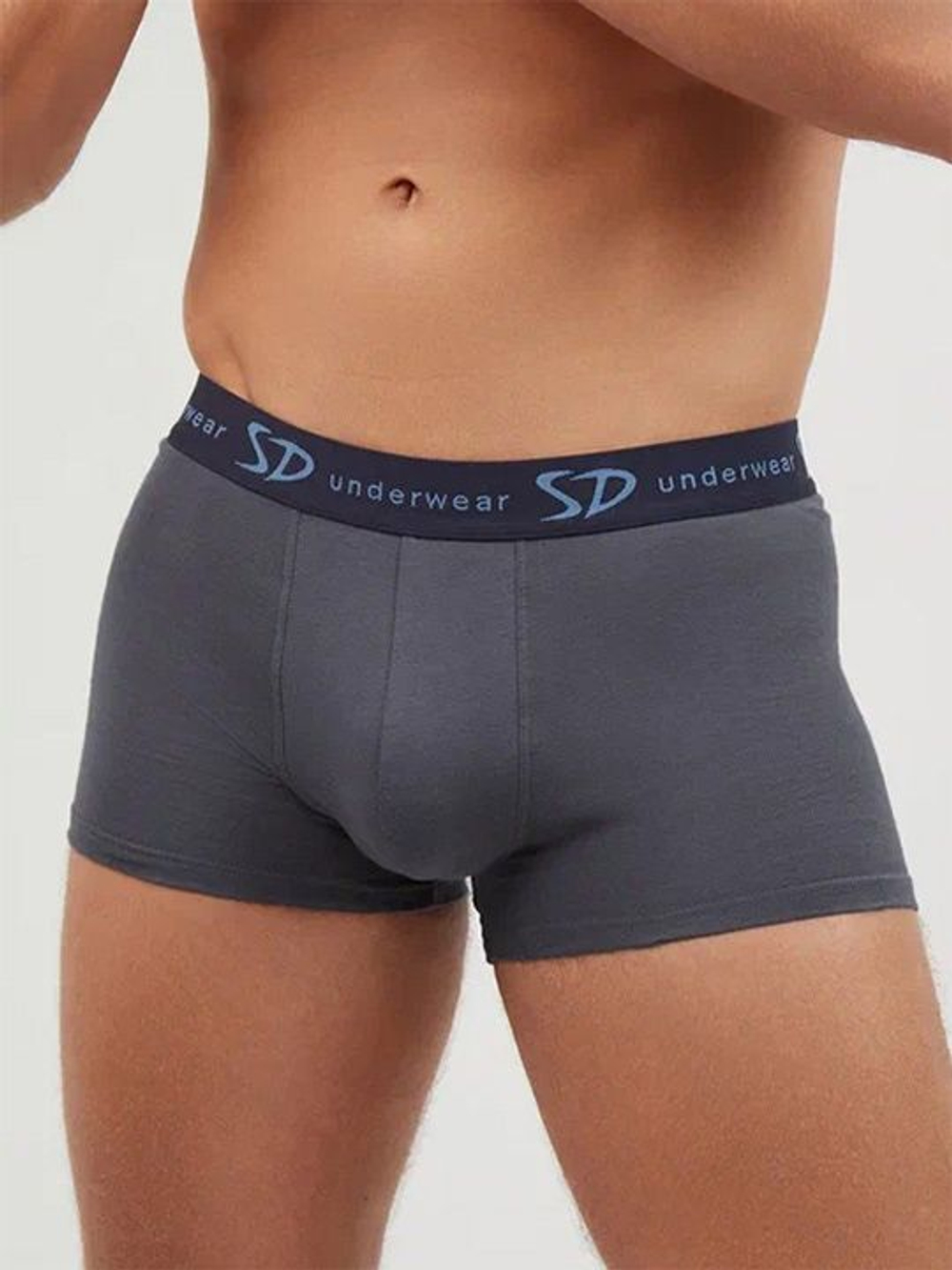 Мужские хлопковые трусы-боксеры с брендированной резинкой (Размер: XXL) (Цвет: серый меланж)