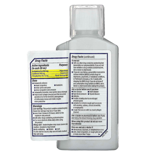 Mucinex, Sinus-Max, сильная заложенность носа и боль, для детей от 12 лет, 180 мл (6 жидк. унций)