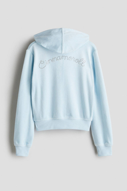 H&M Комплект из толстовки и брюк-джоггеров из мягкого велюра, светло-голубой