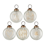 Ёлочное украшение Christmas ornament flat clear gold coloured engraving в асс.
