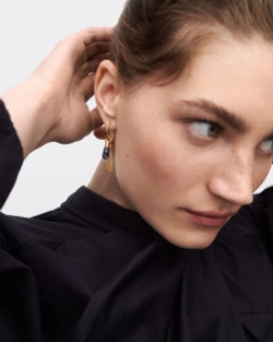 Одиночная серьга Sodalite Jupiter серебро 925 пробы покрытое золотом