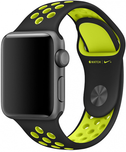 Ремешок Apple Watch 38мм,спортивный Nike, чистая платина, салатовый Replica (S/M.M/L)