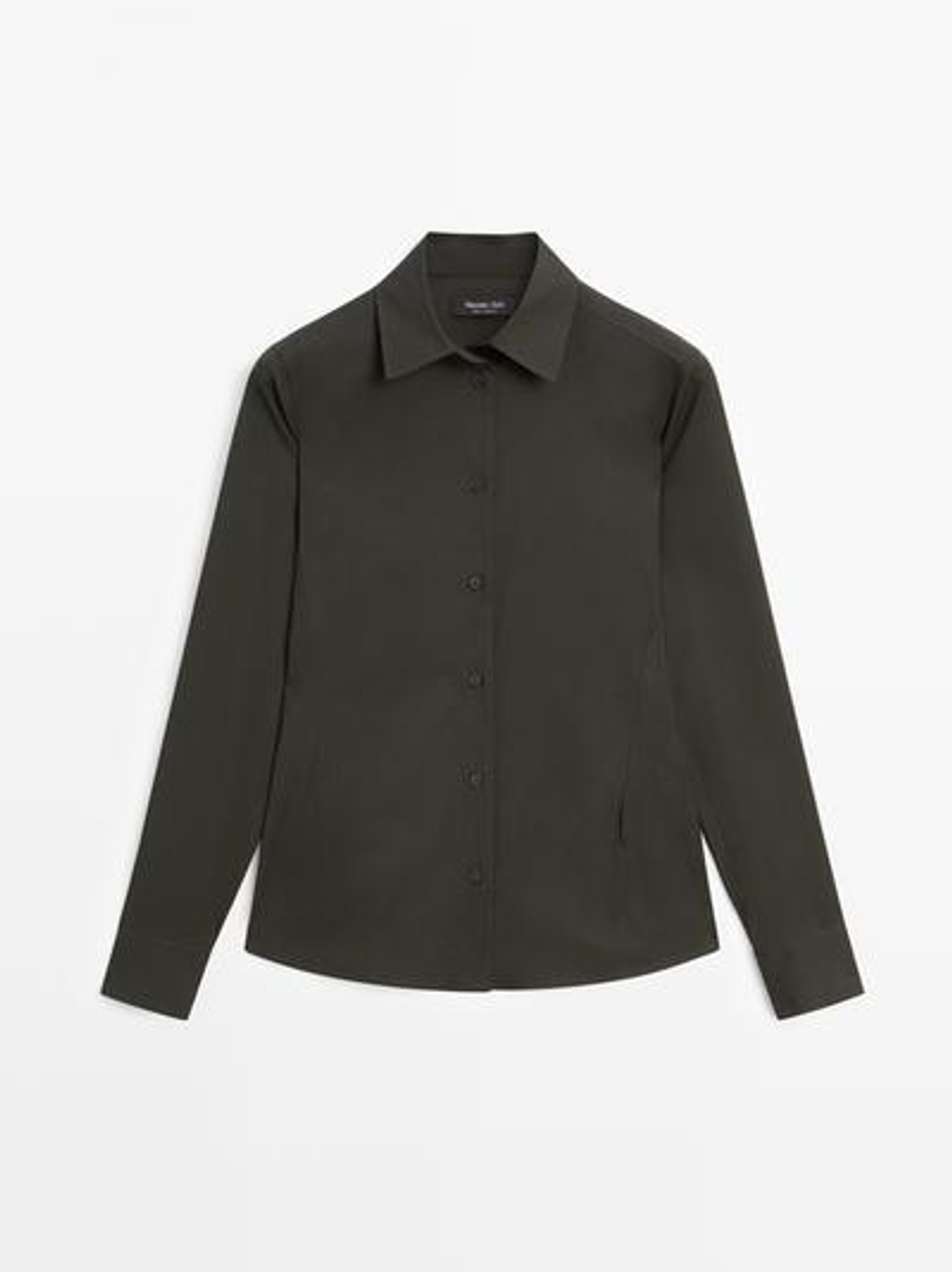 Massimo Dutti Эластичная рубашка из смесового хлопка, зеленый