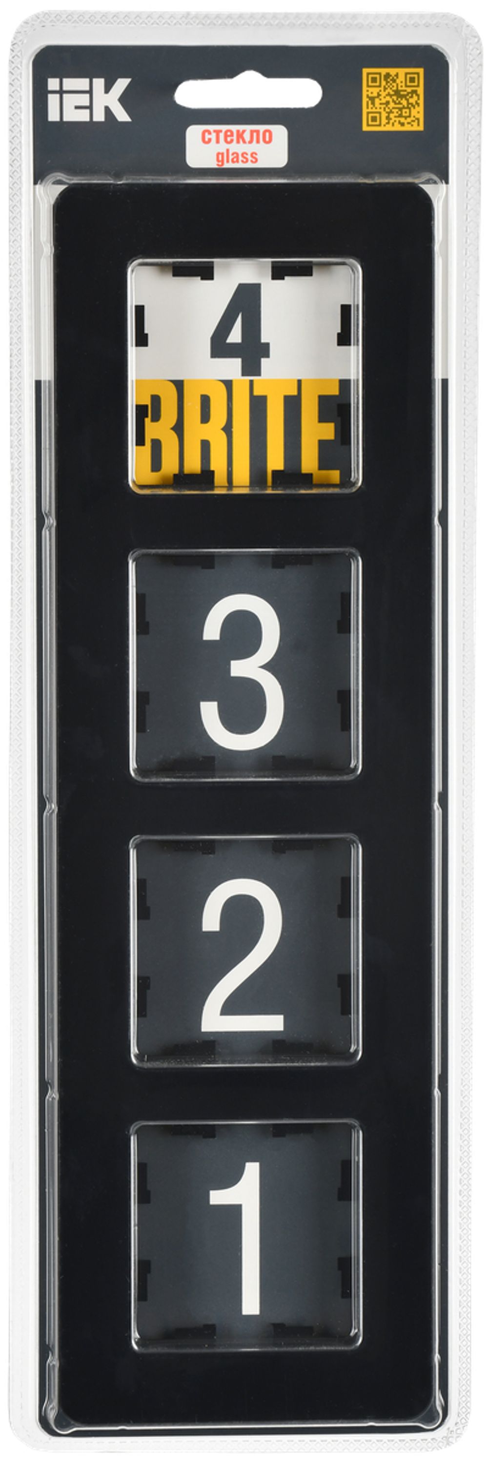 BRITE Рамка 4-местная РУ-4-2-Бр стекло черный RE IEK