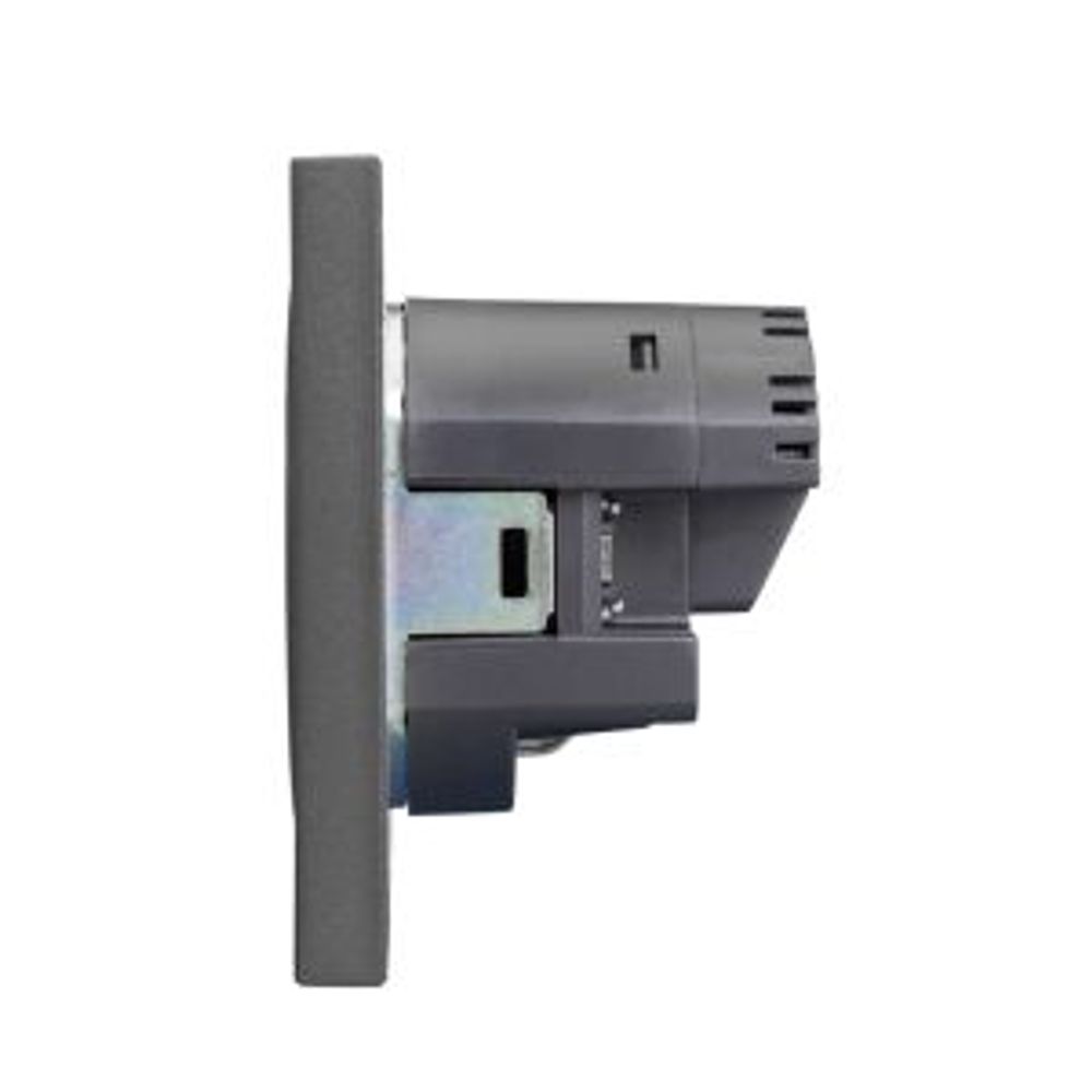 Розетка STRONG 1-ая с/з с/у з/ш 16А с USB A+C быстрой зарядки 5В/3А графит KRANZ