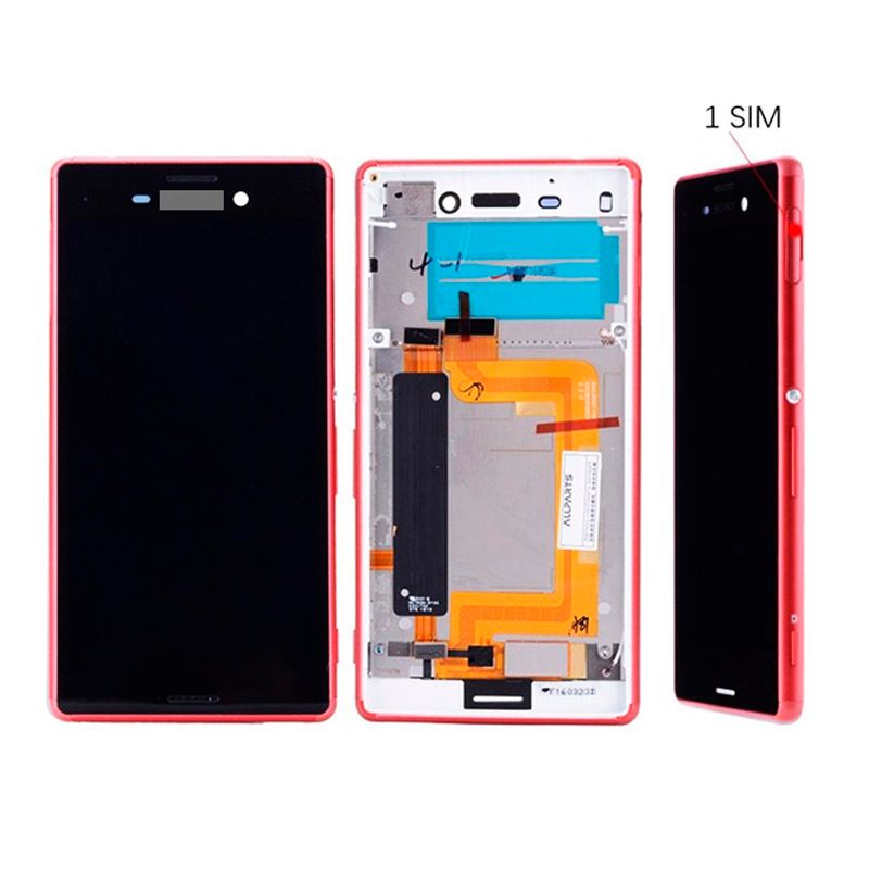 Дисплей для Sony M4 в cборе с тачскрином на рамке (Red) (Version:1 SIM)