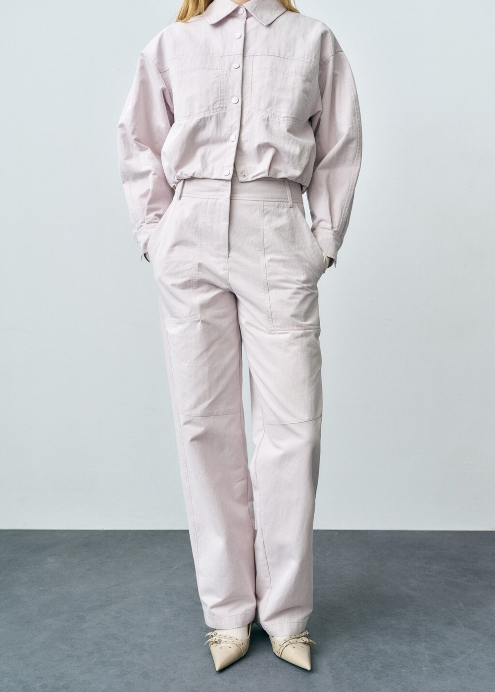 Брюки wideleg с декоративными строчками