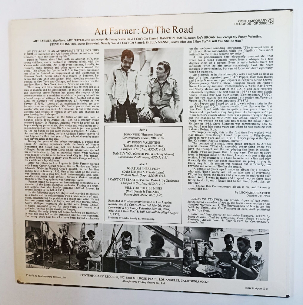 Винтажная виниловая пластинка LP Art Farmer On The Road (Japan 1976)