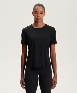 Oysho Футболка из технологичной ткани с короткими рукавами, черный