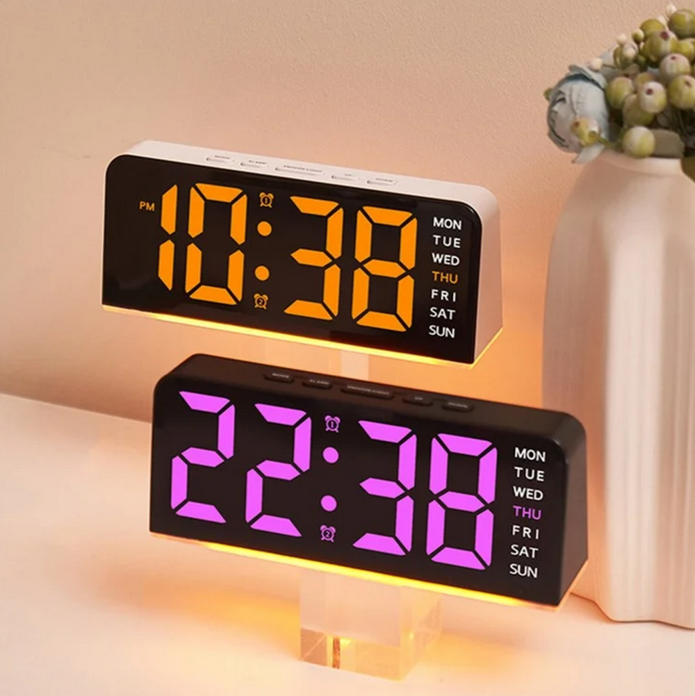 Часы-будильник настольные LED GH9001 черный корпус