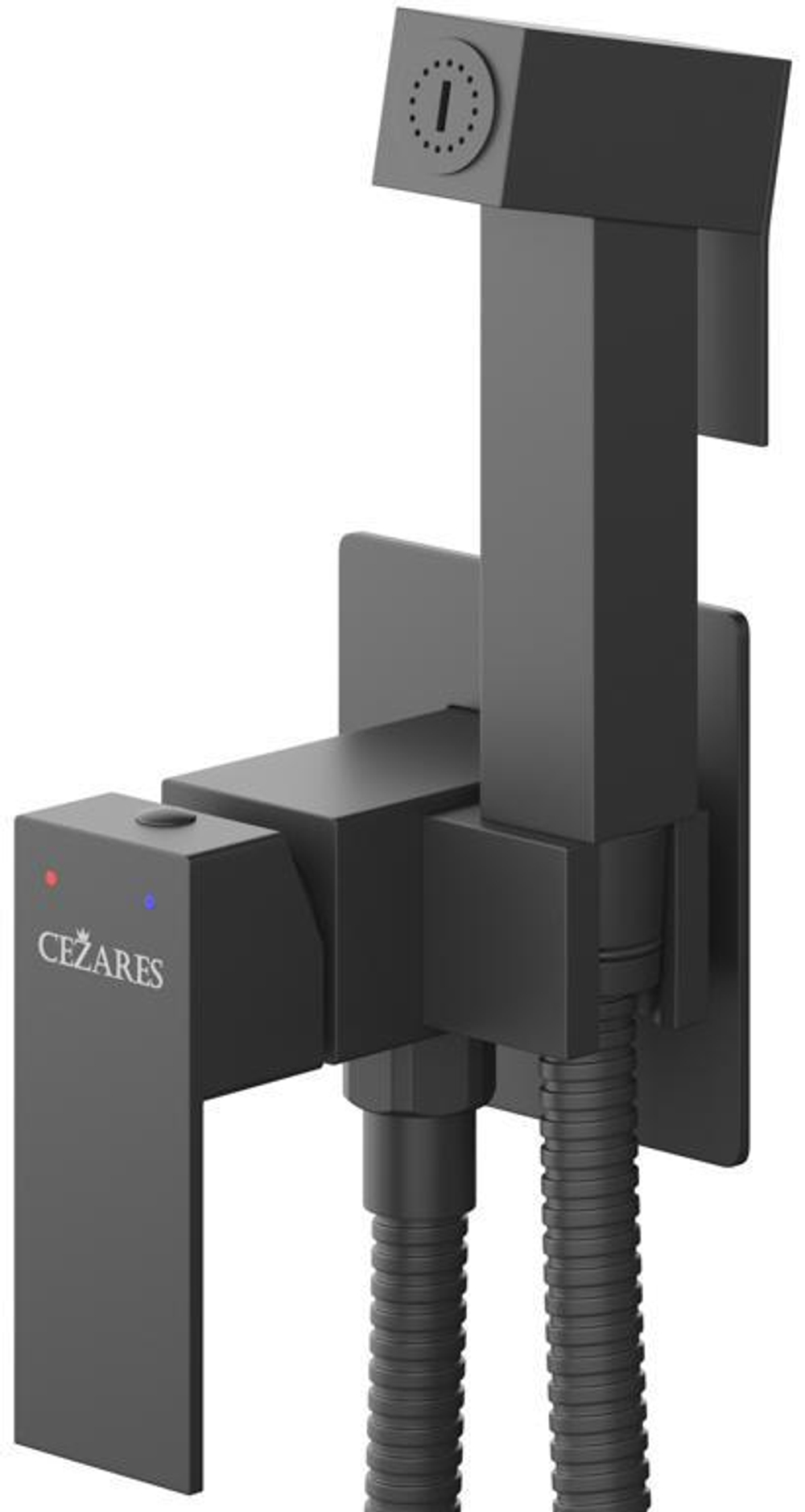 Встроенный смеситель Cezares SLIDER-DIF-NOP с гигиеническим душем, черный матовый