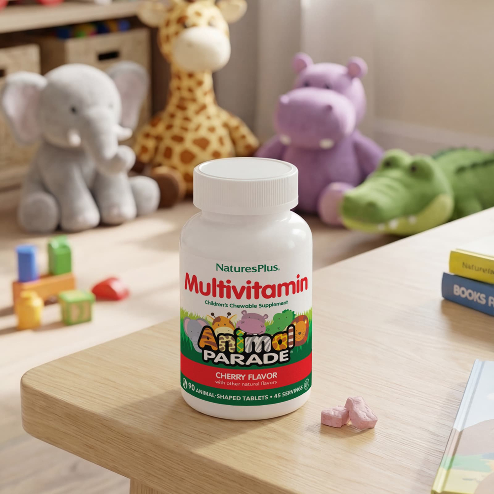 NaturesPlus, Animal Parade®, жевательные мультивитамины для детей, со вкусом вишни, 90 таблеток в форме животных