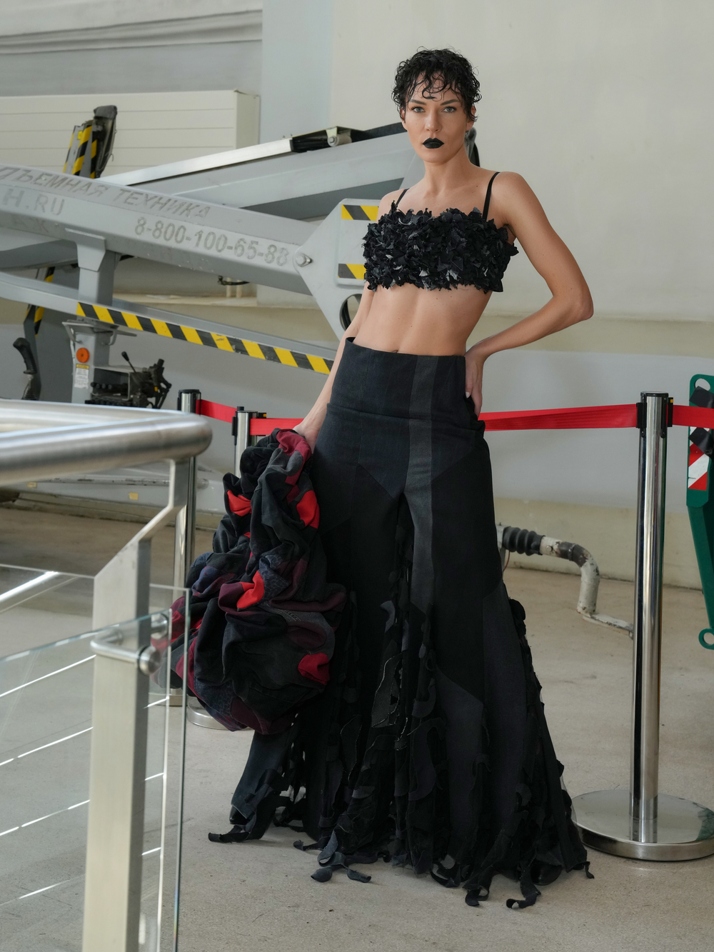 Топ-бюстье из денима, чёрный