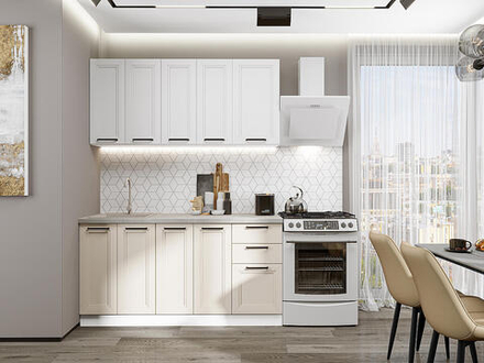 Прямая модульная кухня Нео-01 White Silk/Cream Silk - Белый 2140*1600*600