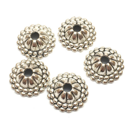 Шапочки для бусин 14х5 мм, под серебро