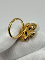 Кольцо Цветок с синим кристаллом