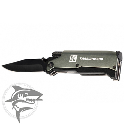 Нож складной Калашников с фонариком и огнивом Ster, серый