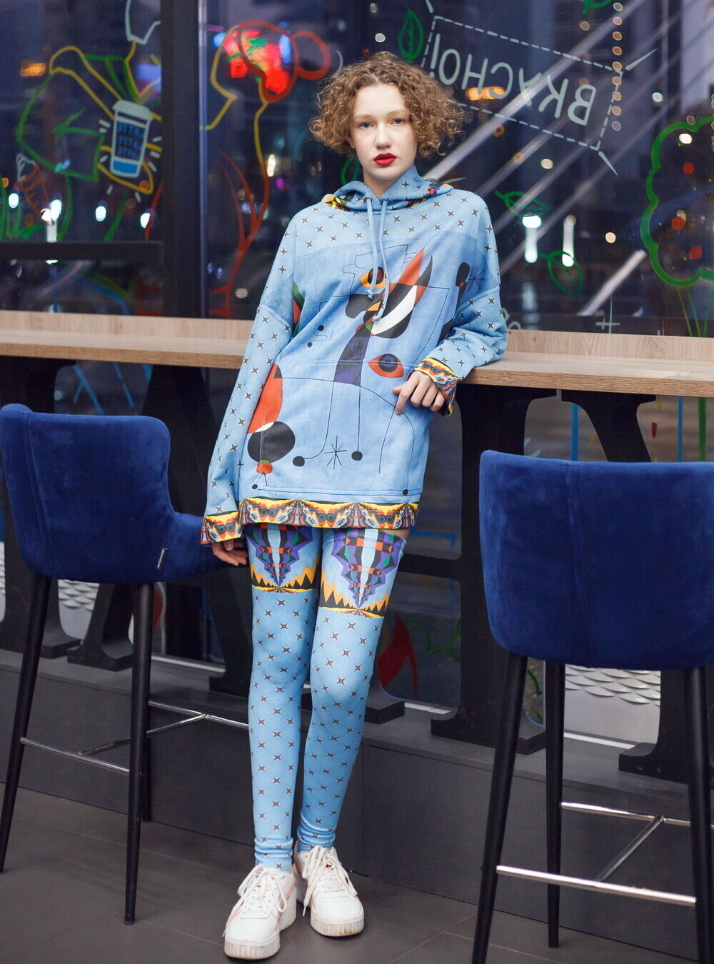 Комплект (худи и гетры) "Миро", по мотивам абстрактной живописи Жоан Миро