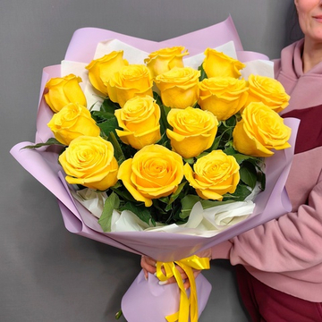 Букет с 15 розами сорта "SUPER SUN" (Эквадор 60 см)
