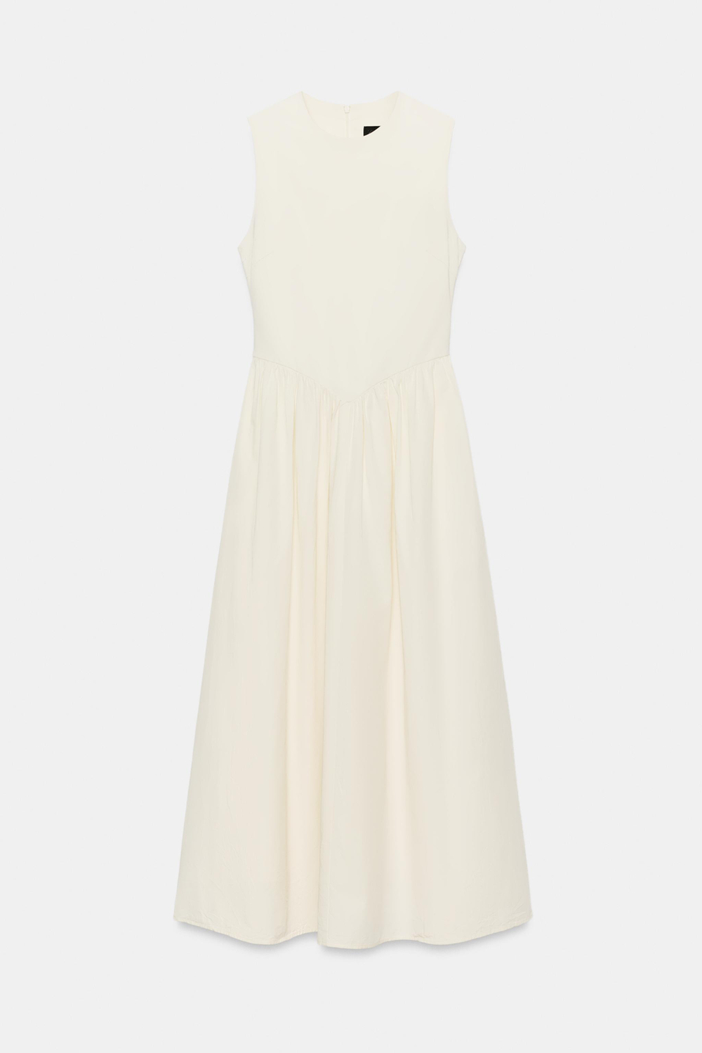 ZARA КОМБИНИРОВАННОЕ ПЛАТЬЕ МИДИ, ЭКРЮ