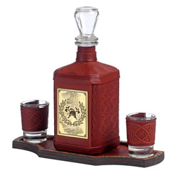 Графин «Пожарному-3» с накладкой покрытой золотом 999 пробы