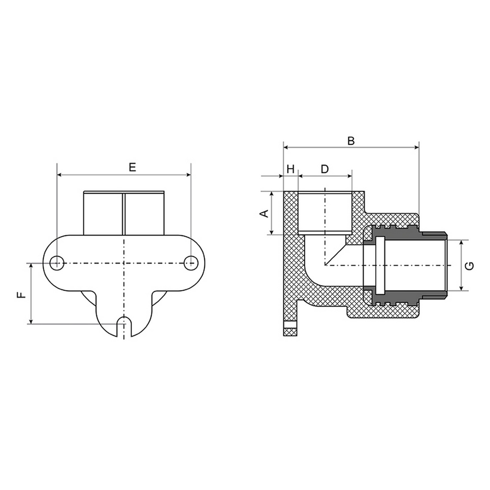 Уголок комб. нар 25х1/2'' с креплением EVER® plast  СЕРЫЙ (Россия)