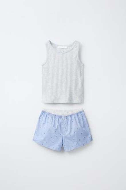ZARA ПИЖАМА В КЛЕТКУ ВИШИ, СИНИЙ