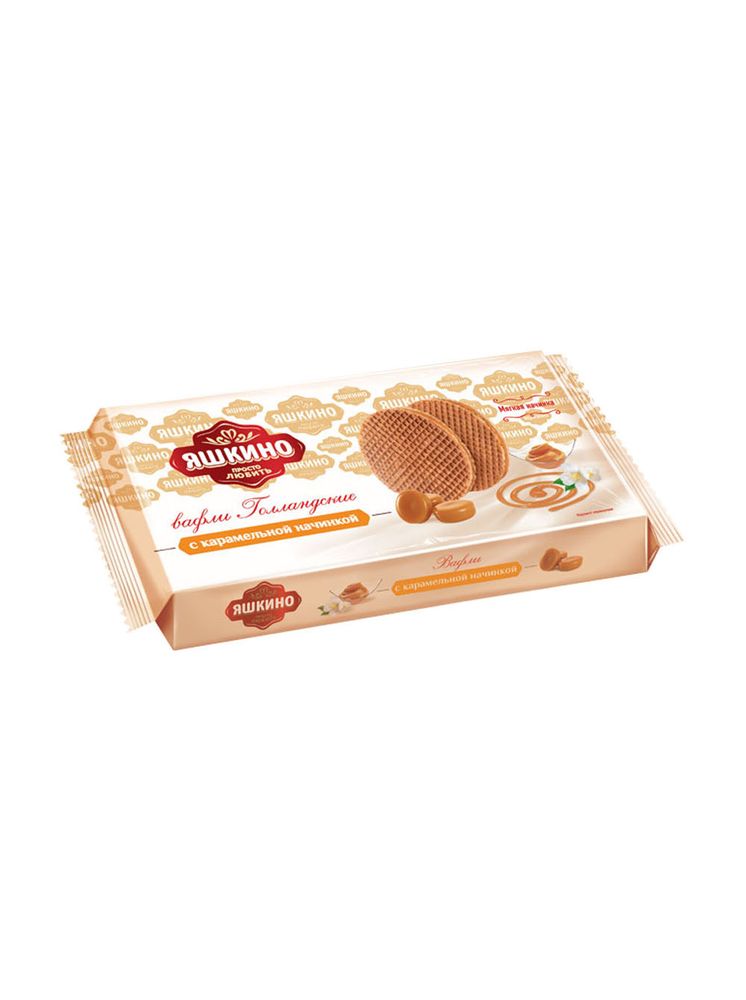 Вафли Яшкино голландские с карамельной начинкой 290 г, 4 шт