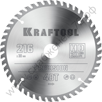 KRAFTOOL PRECISION 216х30мм 48Т, диск пильный по дереву