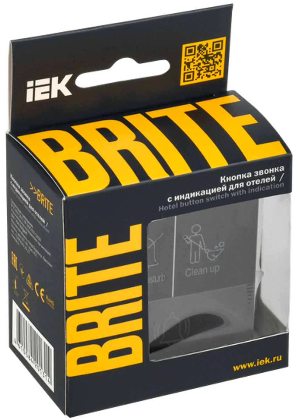 BRITE Кнопка звонка с индикацией для отелей 10А ВС10-1-9-БрГ графит IEK