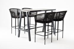 "Рио" барный комплект на 4 персоны, стол HPL "серый гранит", цвет темно-серый