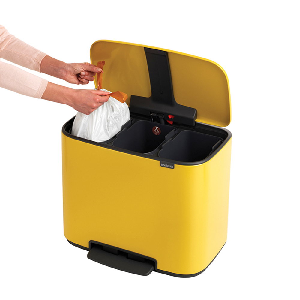 Мусорный бак Bo Pedal Bin 3x11л Brabantia Желтая маргаритка