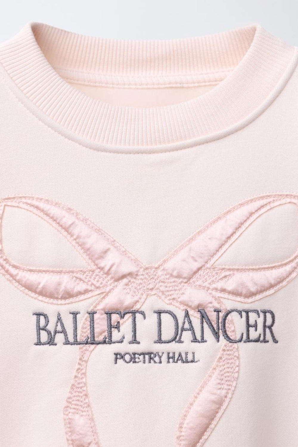 ZARA ТОЛСТОВКА С АТЛАСНЫМ БАНТОМ И ВЫШИВКОЙ, РОЗОВЫЙ