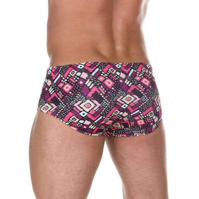 Мужские плавки с геометрическим принтом Dorenase (Размер: S) (Цвет: сливовый)