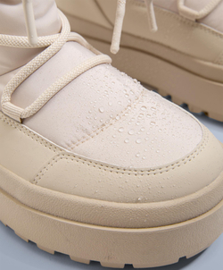 OYSHO Ботинки après-ski на шнуровке с мехом, серо-коричневый