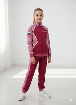 Raspberry sports team suit with Ethnic pattern