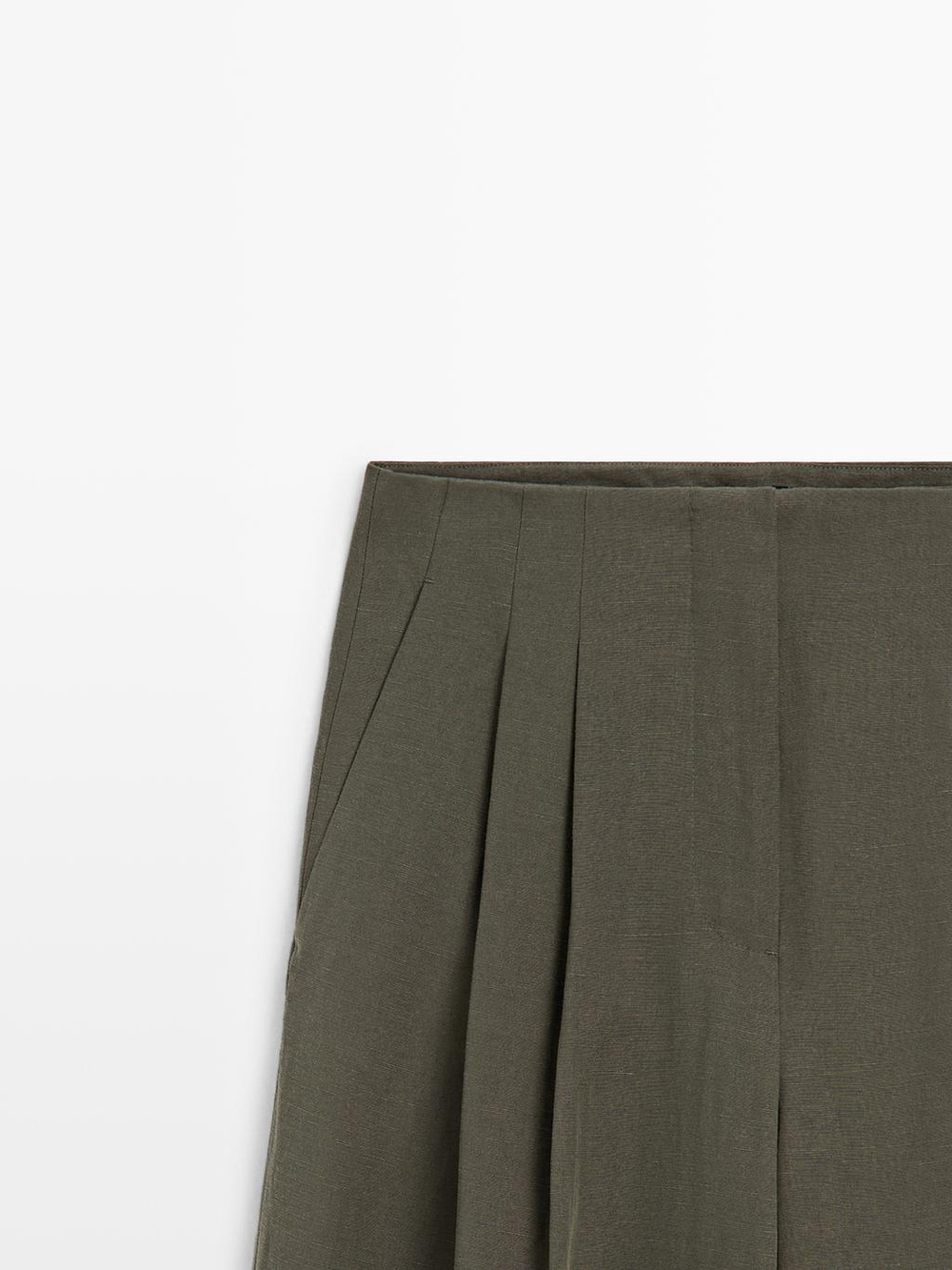 Massimo Dutti Брюки с широкими штанинами и вытачками, хаки