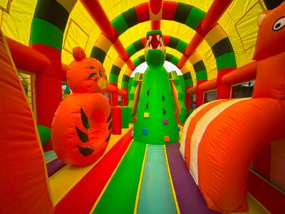 Коммерческий надувной батут «Зверята 2» с крышей, 10х6х6 м