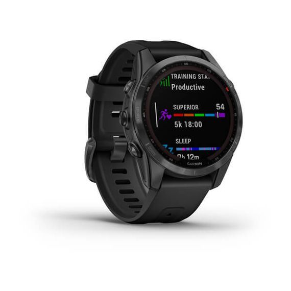 Умные часы Garmin FENIX 7S Solar серый с черным силиконовым ремешком