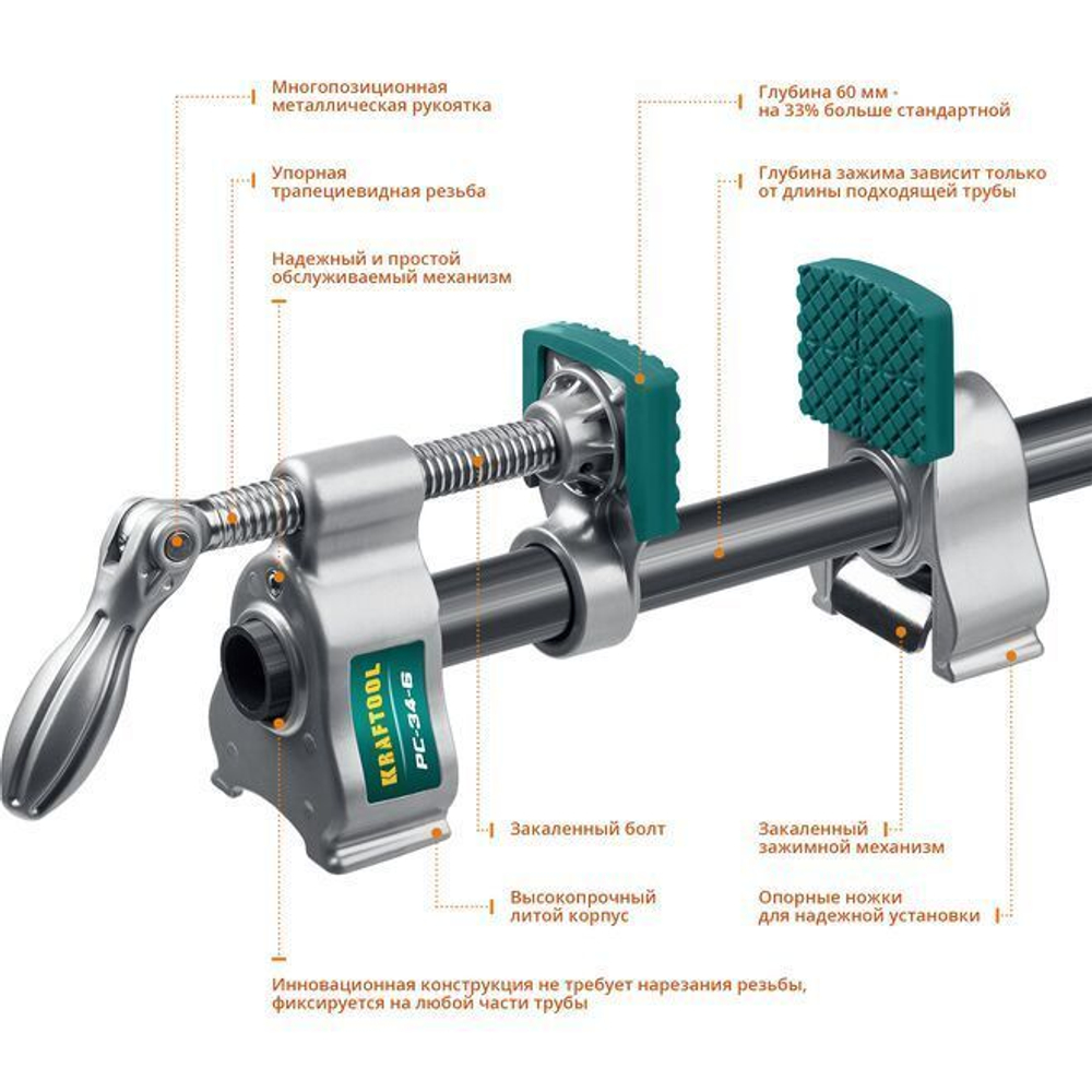 Струбцина трубная KRAFTOOL 3/4", PC-34-6 32301-1