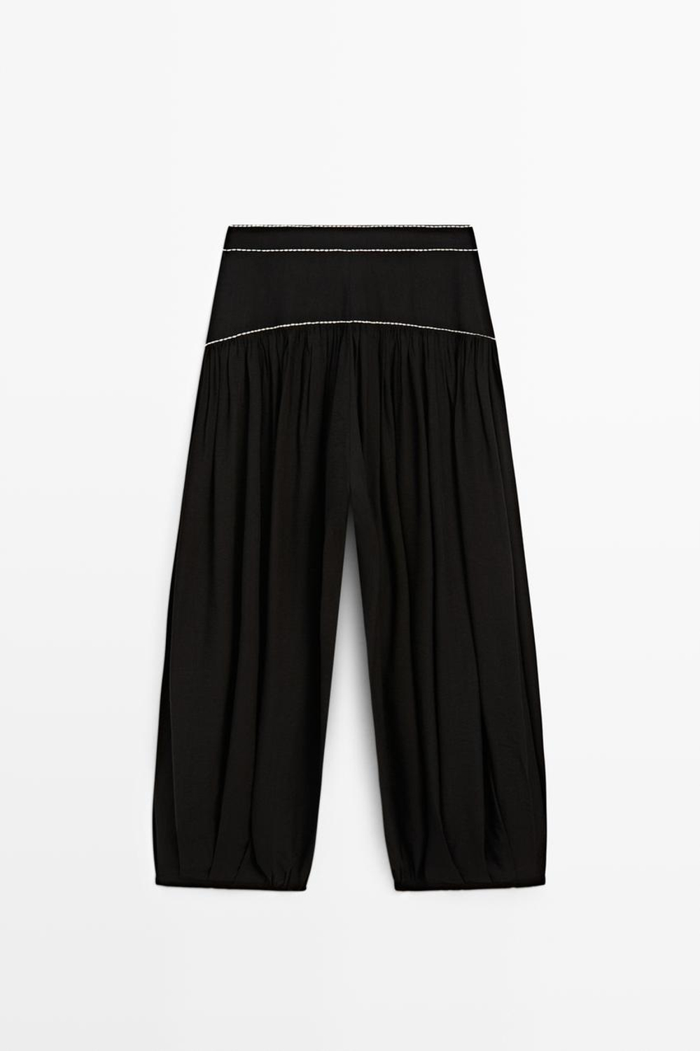 Massimo Dutti Контрастные струящиеся брюки, черный