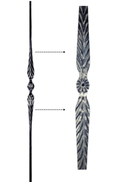 Кованая балясина. Высота 900мм. Металл квадрат 12мм. Узор "Капля"