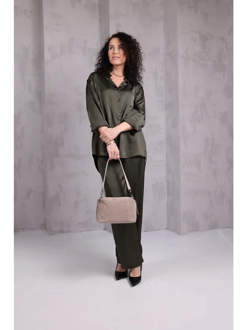 Сумка через плечо маленькая натуральная замша