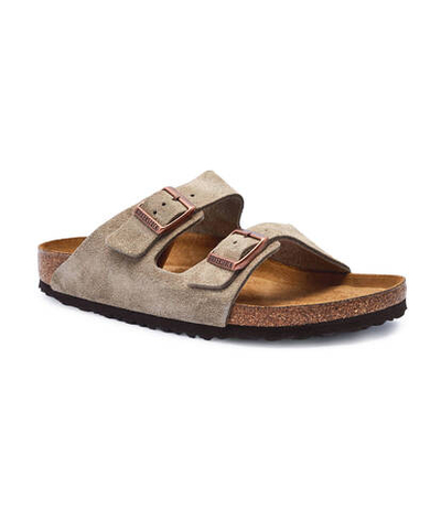 Шлепанцы кожаные arizona bs Birkenstock - бежевый(951303)