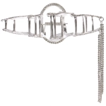 Заколка - краб для волос со стразами на блистере «ДЕ Палма», вензеля, цвет золото и серебро, 11*5,5см (пакет с подвесом)