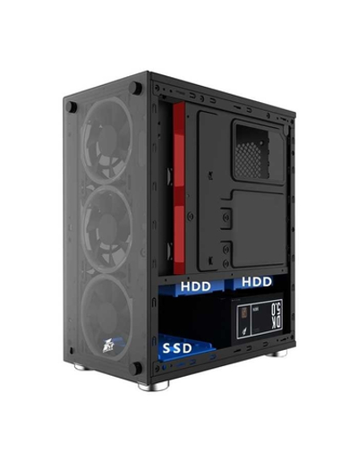 1STPLAYER X2-4R1 Корпус FIREBASE X2 / mATX, tempered glass side panels / 4x 120mm LED fans inc. / X2-4R1