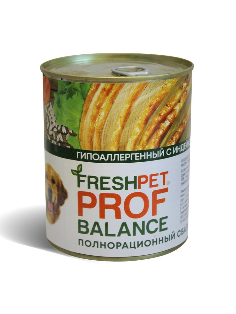 Консервированный корм Freshpet Prof Balance для собак с индейкой рисом и тыквой 850г